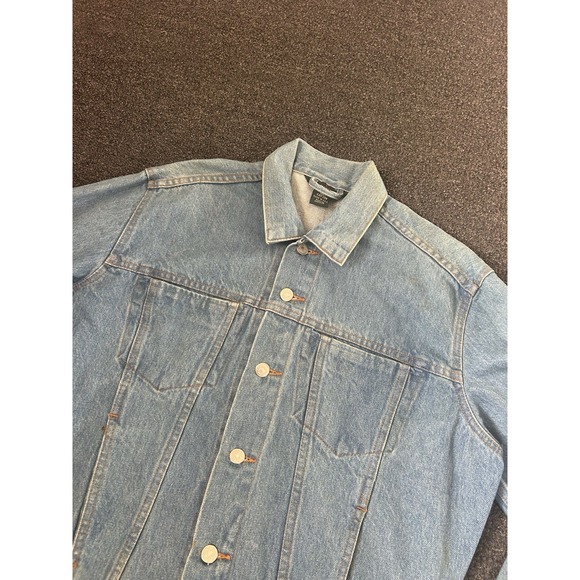 Vintage J.Crew Oarsman Denim Trucker Jacket Blue Mens Size XS Oversized Jean USA